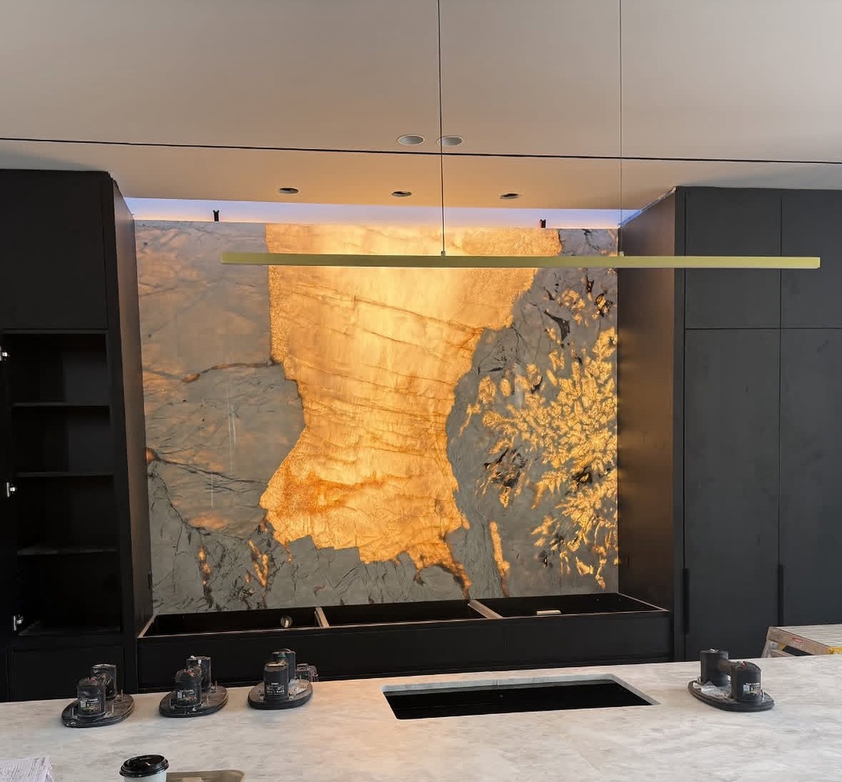 Warm architectural lighting installed in a finished interior